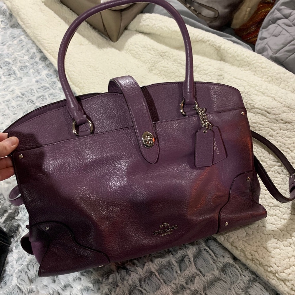Purple Coach leather bag